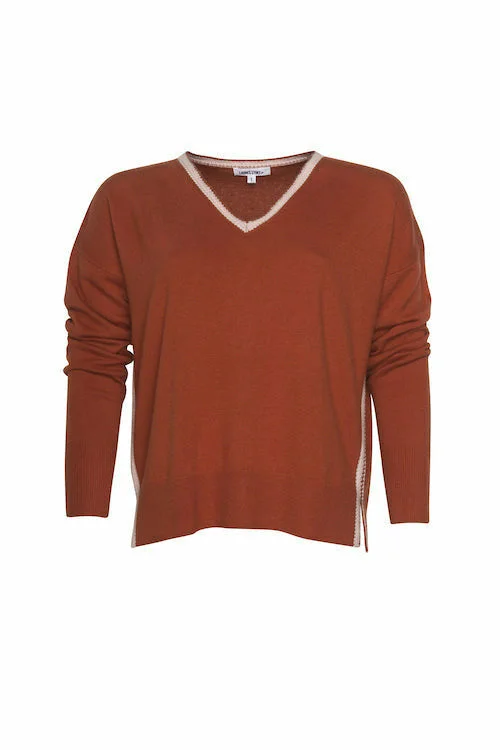 LOOBIES STORY PIPER SWEATER PAPRIKA Cable Knit Ribbed Knit Lace Knit