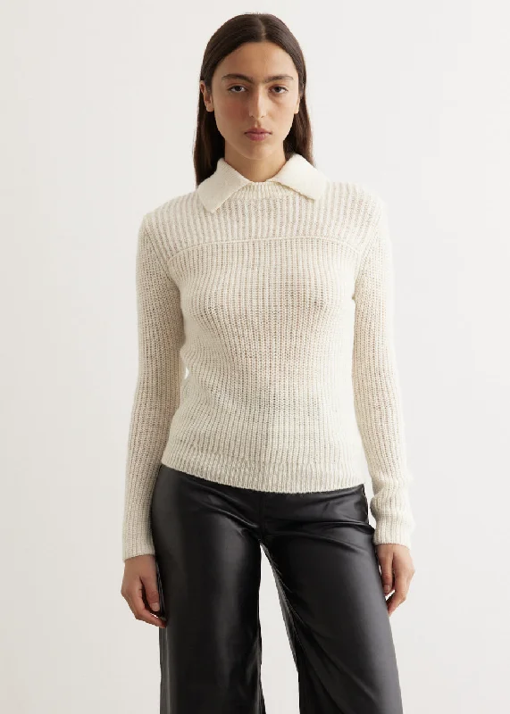 Madix Polo Sweater Cable Knit Ribbed Knit Lace Knit