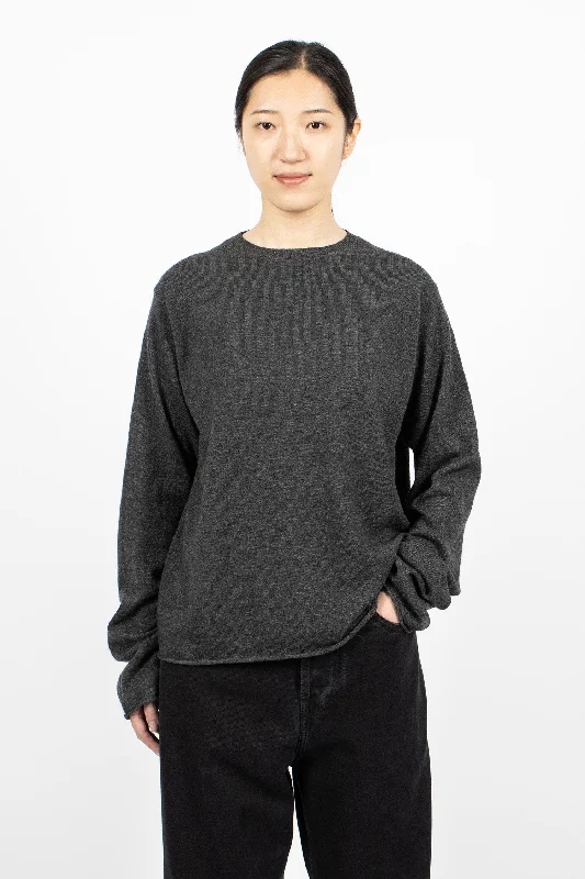 Malou Sweater Charcoal Melange Beaded Sweater Sequined Faux Fur