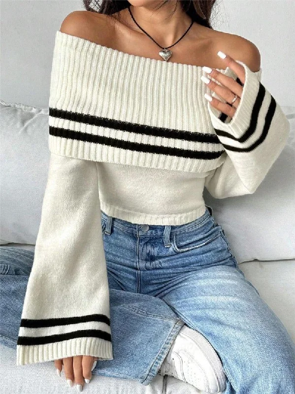 Mayfair Woolen Sweater with Offshoulder Detail Fitted Loose Oversized