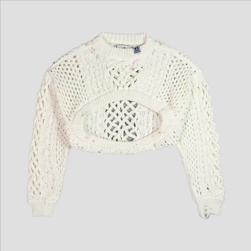 DISTRESSED CROPPED SWEATER Thin Thick Dense