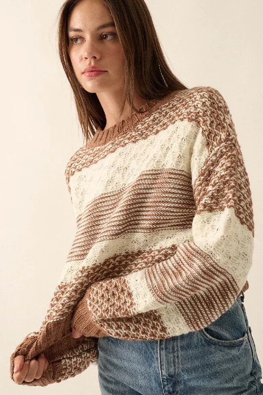 Mixed Feelings Colorblock Multi-Knit Sweater Knit Fabric Woven Fabric Fleece Fabric