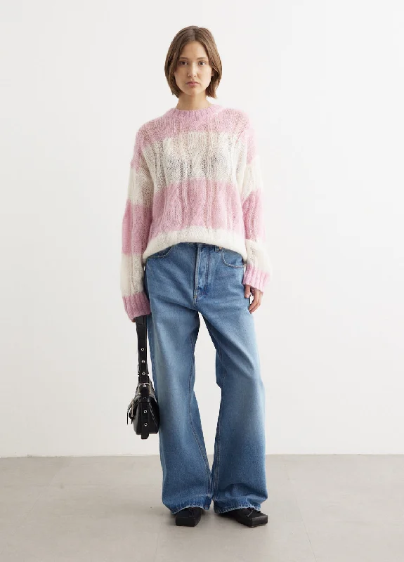 Mohair Cable Knit Sweater Seamless Knitted Crochet