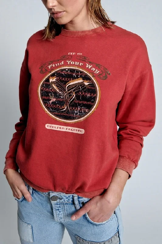 ONETEASPOON Womens Moblack Find Your Way Unisex Sweater - Red Fleece Sweater Nylon Polyester