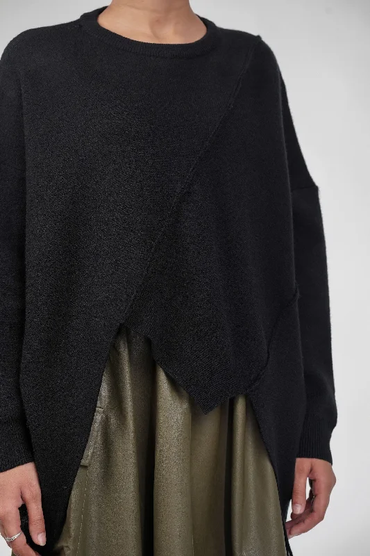 Puff & Edge Black Knitted Sweater Zippered Buttoned Snapped