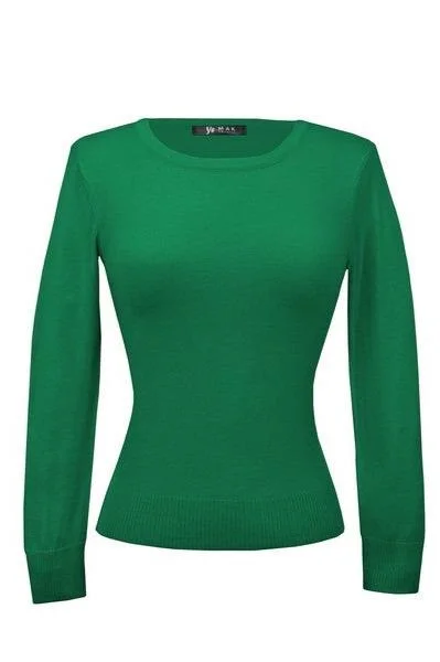 Retro Crew Neck Sweater - Green Mesh Fabric Canvas Fabric Denim Fabric