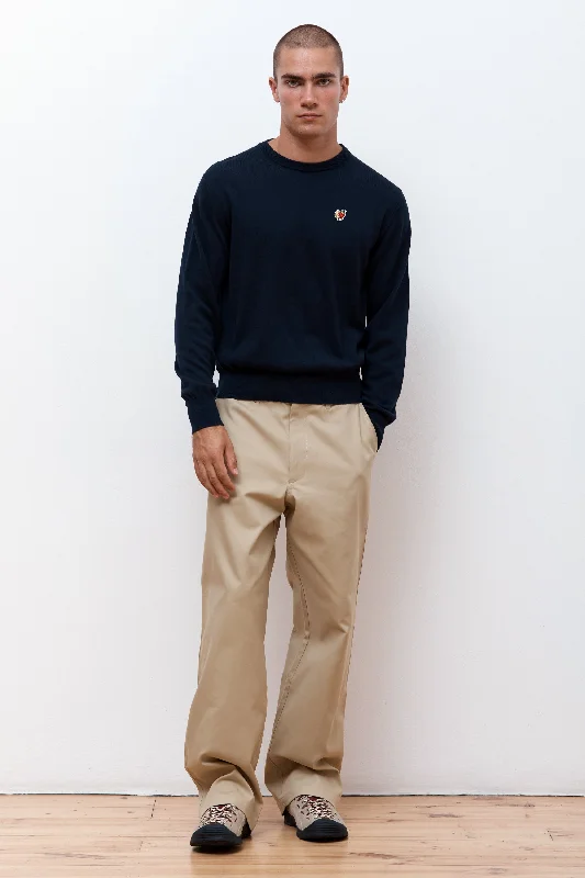 Perennial Logo Crewneck Sweater Navy Graphic Sweater Embroidered Appliqued
