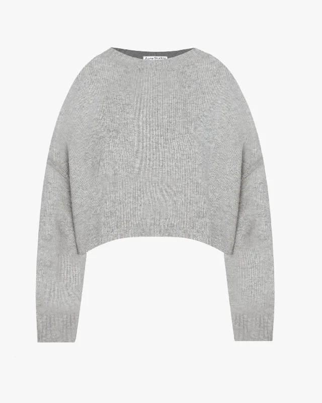 Cropped Cashmere Sweater Silk Blend Satin Velvet