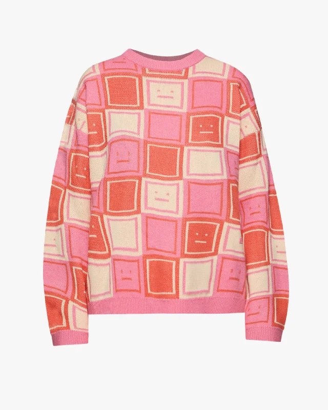 Jacquard Block Face Sweater Stretchy Elastic Breathable