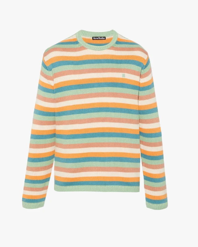 Striped Face Sweater Cable Knit Ribbed Knit Lace Knit