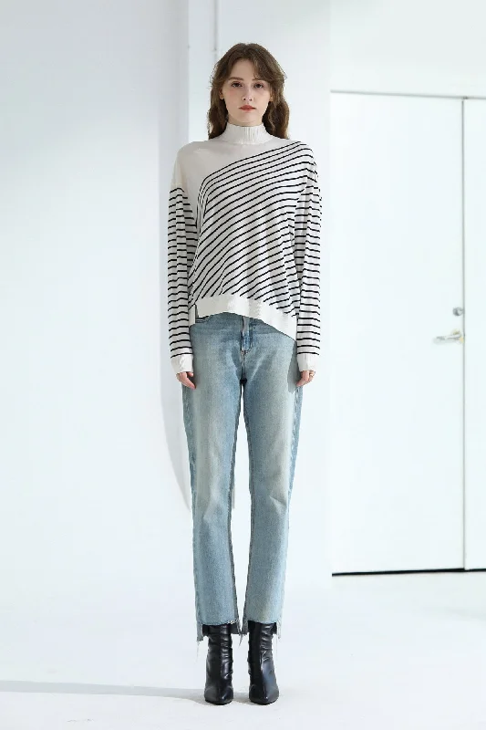 Sylphide | Shiloh Stripes Wool Sweater Satin Fabric Silk Fabric Chiffon Fabric