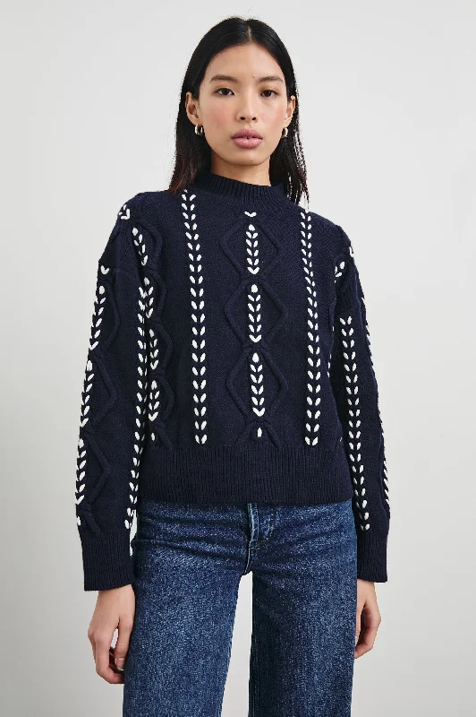 TORI SWEATER - MIDNIGHT Jersey Fabric Tulle Fabric Batik Fabric