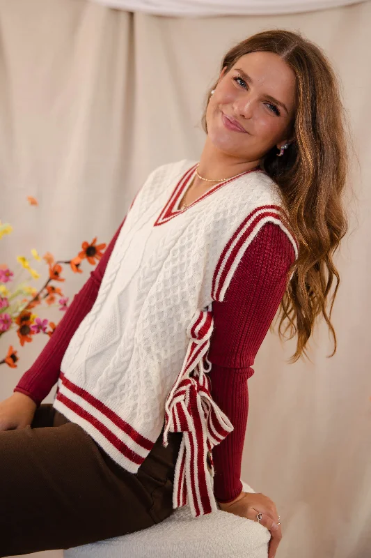Truth Or Dare Sweater Vest-Brick Casual Formal Business
