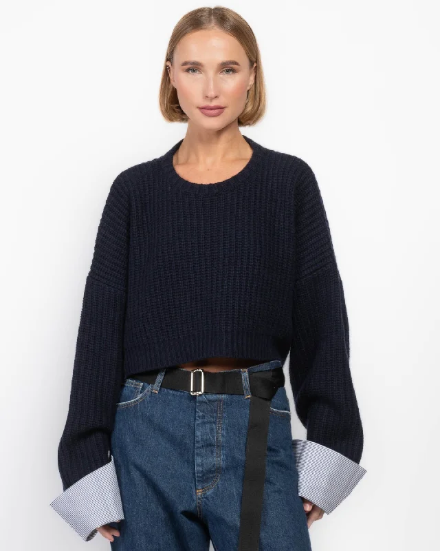 Clo Short Pull Sweater Boat Neck Shawl Collar Notched Collar