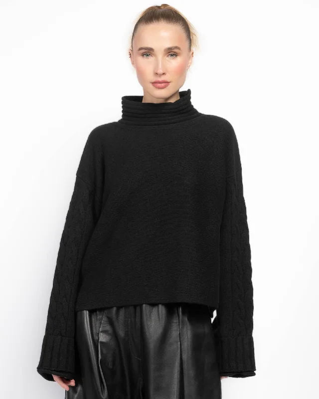 Double Cuff Crop Sweater Lace Blend Ribbed Blend Corduroy Blend