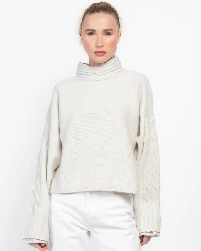 Double Cuff Crop Sweater Cashmere Blend Cotton Blend Poly Blend