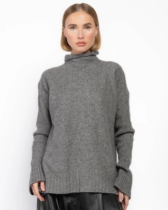 Funnel Neck Sweater Seamless Knitted Crochet