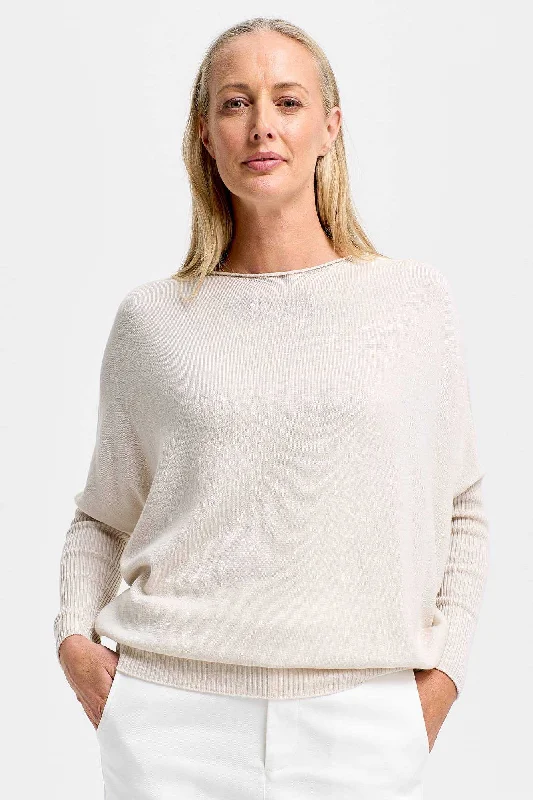 Womens Mira Sweater - Ecru Open Front Closed Front Wrap Front