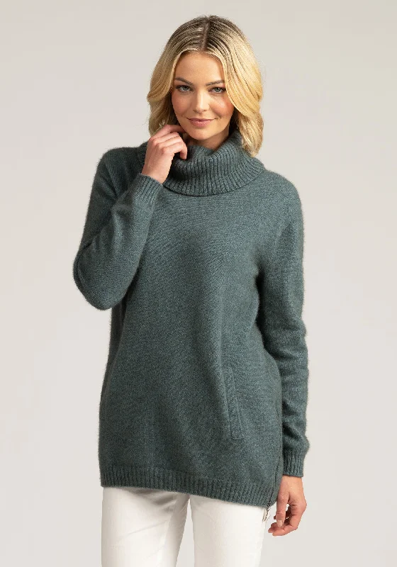Womens Zip Tunic Sweater - Feather Knit Fabric Woven Fabric Fleece Fabric