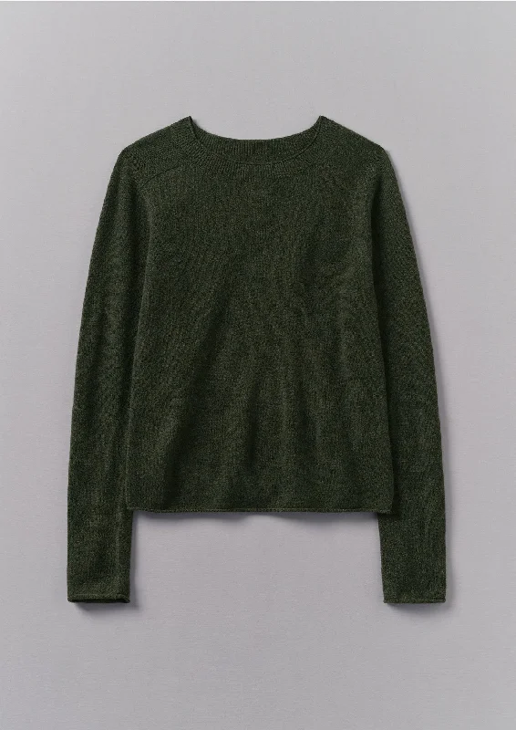 Wool Cashmere Neat Sweater | Dark Olive Striped Floral Plaid