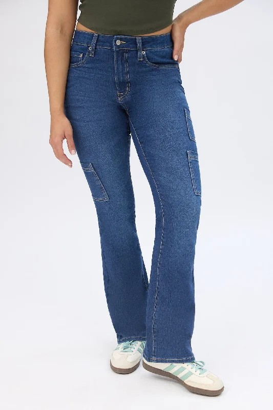 High Rise Bootcut Jeans Stylish Slim Fit Denim