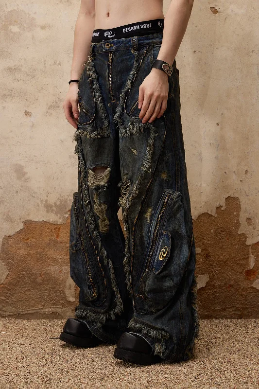 Alien Dirty Jeans Casual High-Waisted Bootcut Jeans