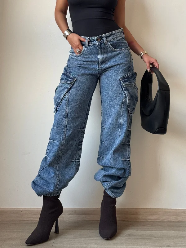 All Out Flare Cargo Unisex Jeans Cozy Wide-Legged Jeans