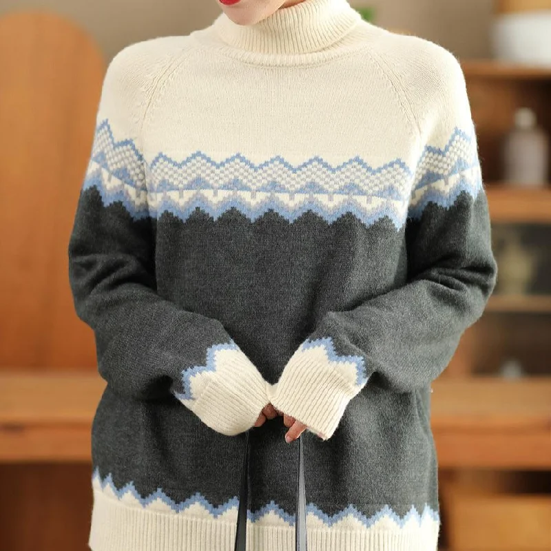 Babakud Women Winter Retro Fashion Thick Wool Knit Sweater