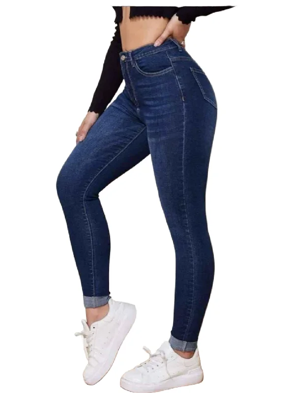 Basic Sensational High Rise Stretchable Causal Jeans For Women's Stylish Plus Size Denim Jeans