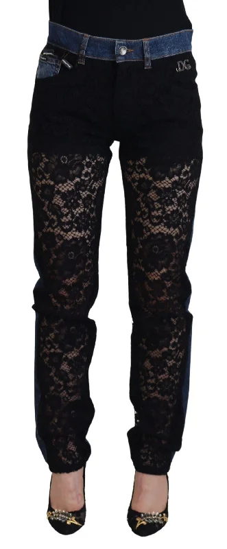 Dolce & Gabbana  Lace Jeans Trendy Patchwork Denim Jeans