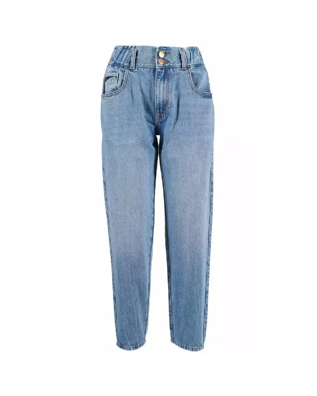 Yes Zee  Womens High Waist Paper Bag Waist Jeans Casual Distressed Denim Jeans