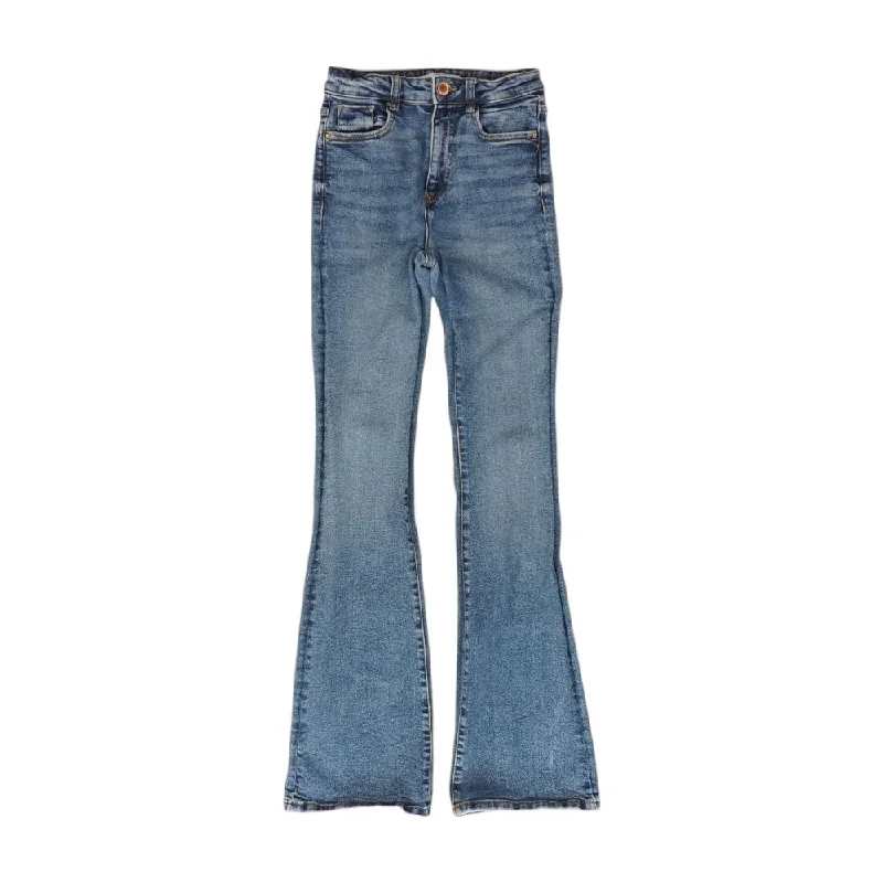 Blue Solid High Rise Bootcut Jeans Comfortable Full-Length Denim Jeans