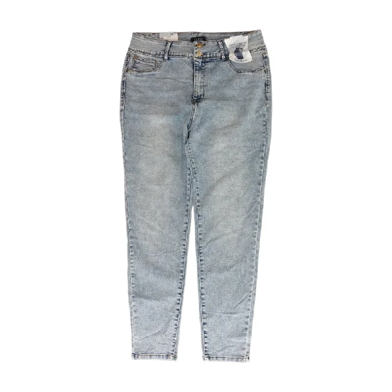 Blue Solid High Rise Skinny Leg Jeans Trendy Bootcut High-Waisted Jeans