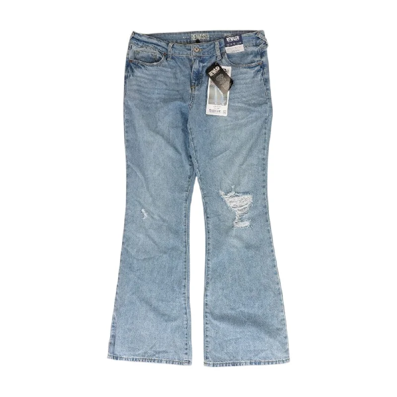 Blue Solid Low Rise Bell Bottom Jeans Elegant Wide-Leg Jeans