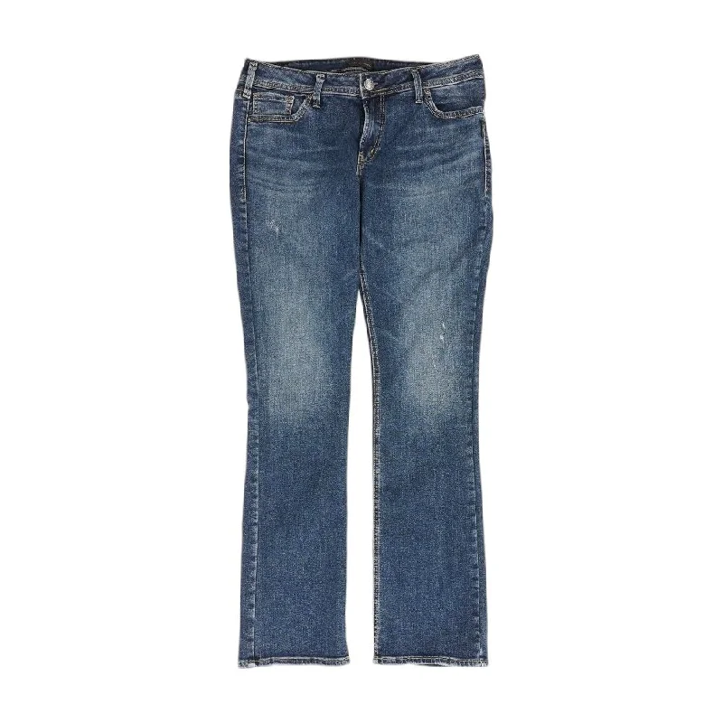 Blue Solid Mid Rise Bootcut Jeans Chic Rip-Detail High-Waist Jeans