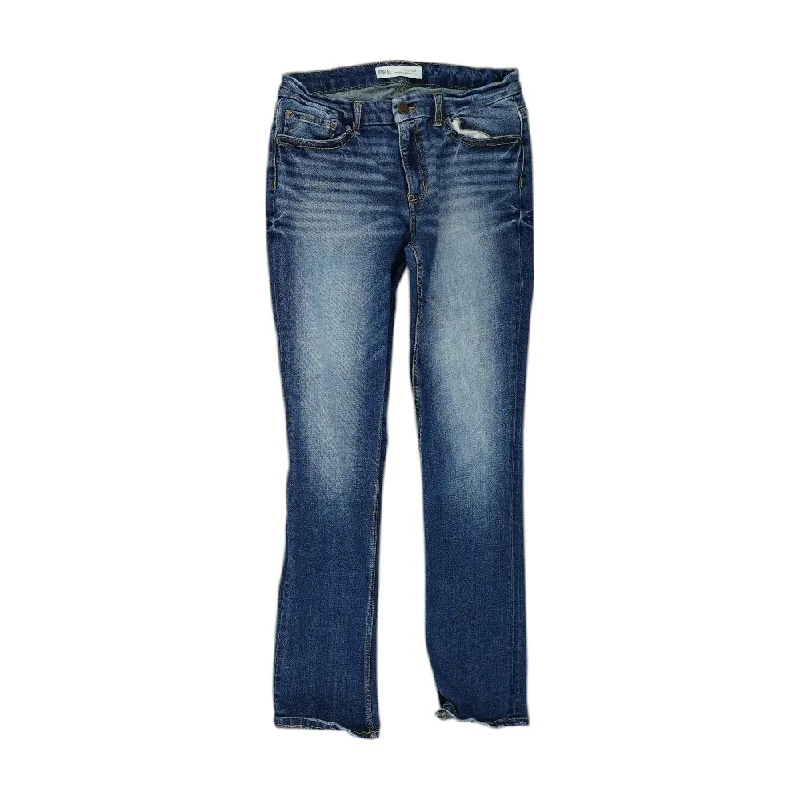 Blue Solid Mid Rise Straight Leg Jeans Fashionable White Denim Jeans