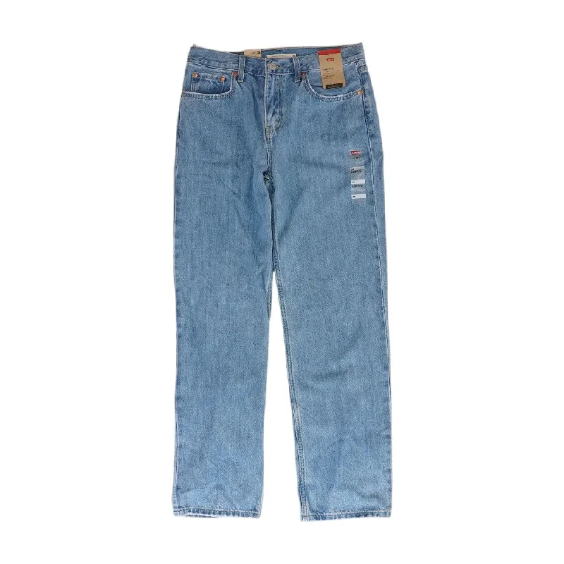 Blue Solid Mid Rise Straight Leg Jeans Trendy Cut-Off Denim Shorts