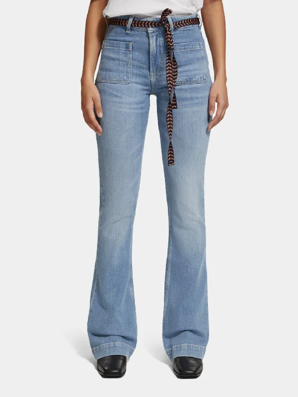 Charm high-rise classic flared jeans Comfortable Stretch Fit Jeans