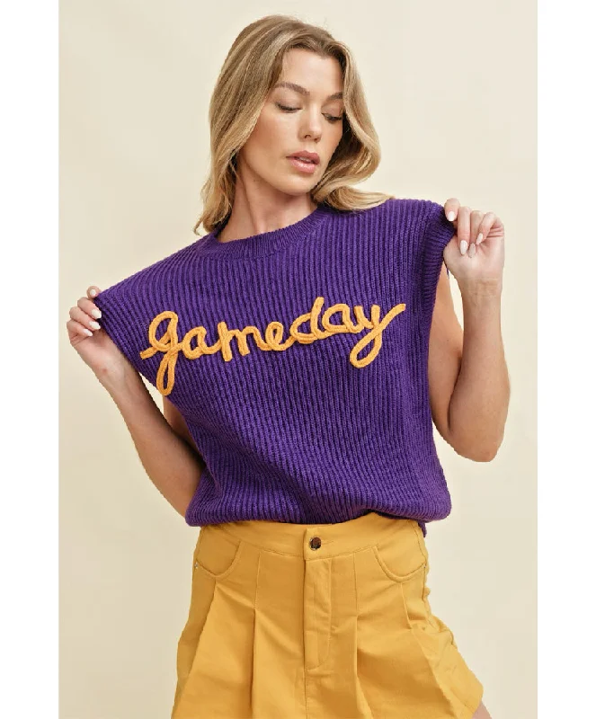 Gameday Embroidered Sleeveless Sweater