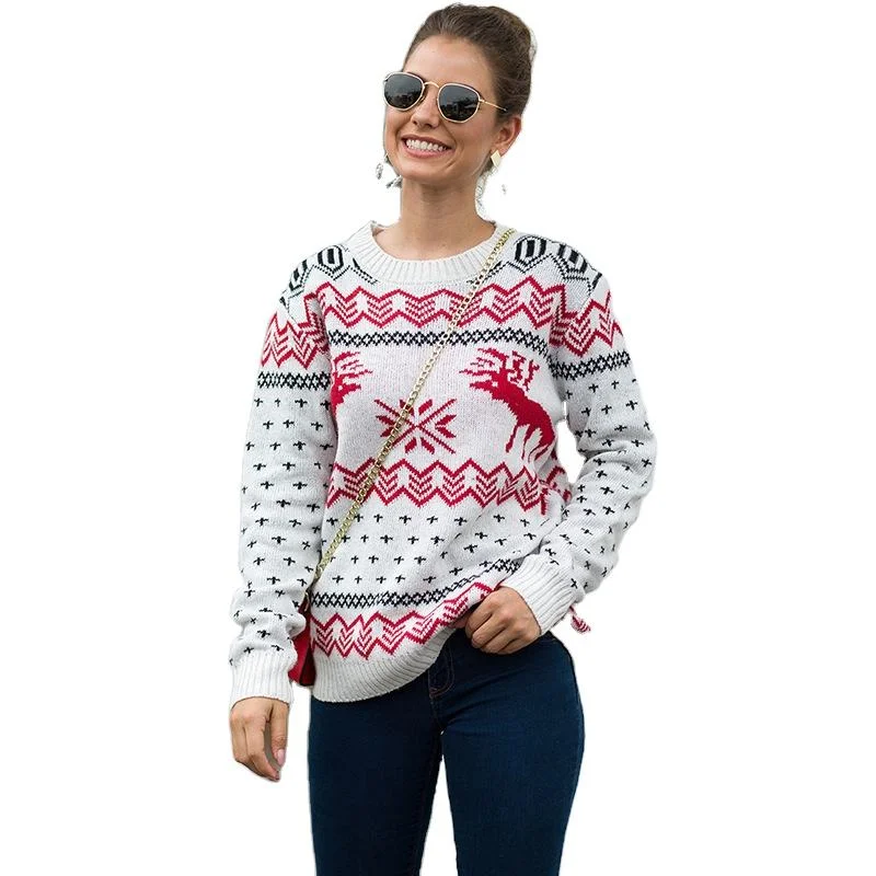 Custom Jacquard Knitted Pullover Matching Ugly women Christmas Sweater