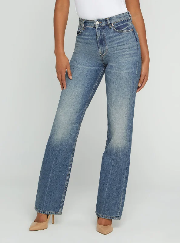 Eco High-Rise 80s Straight Leg Denim Jeans In Confidence Wash Trendy Skinny High-Waist Jeans