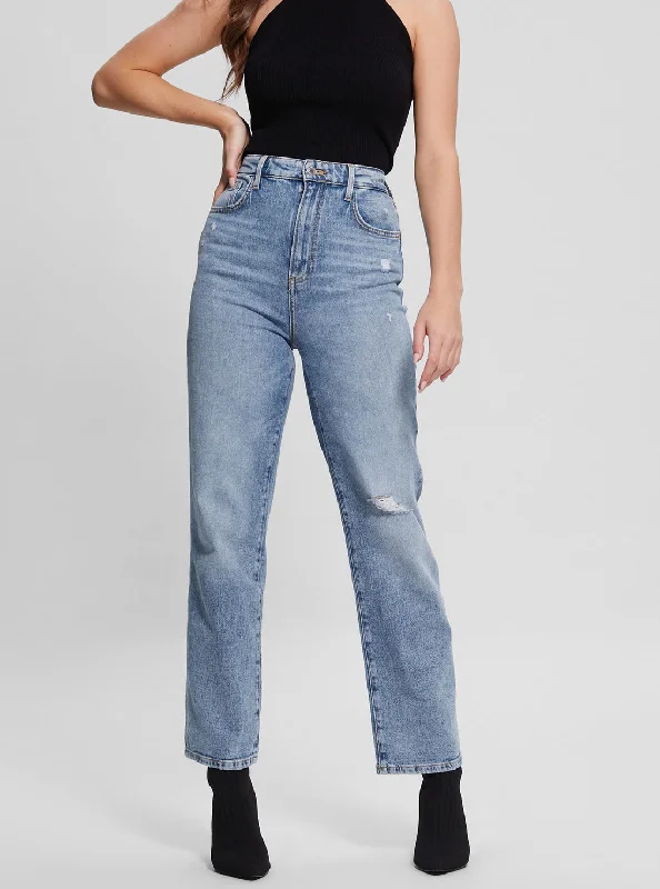 Eco High-Rise Melrose Wide Leg Denim Jeans In Target Blue Wash Fashionable Jeggings Style Jeans