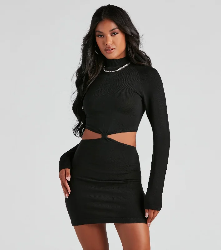 Elevated Cutout Mini Sweater Dress