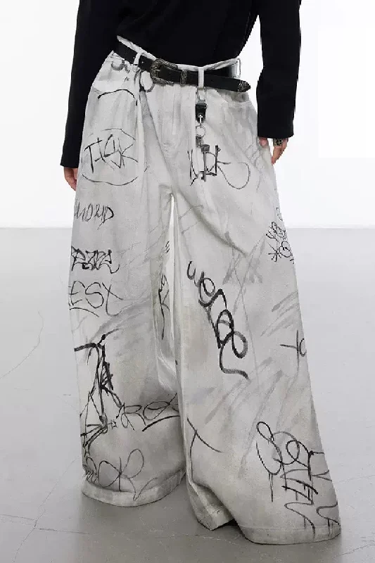 Graffiti Oversized Jeans Trendy Patchwork Denim Jeans