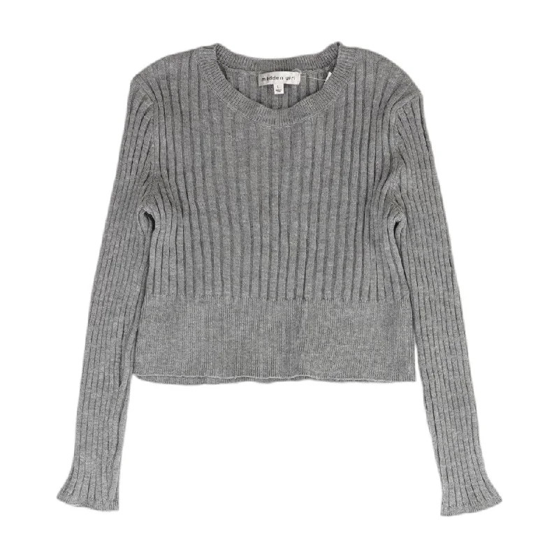 Gray Solid Pullover Sweater