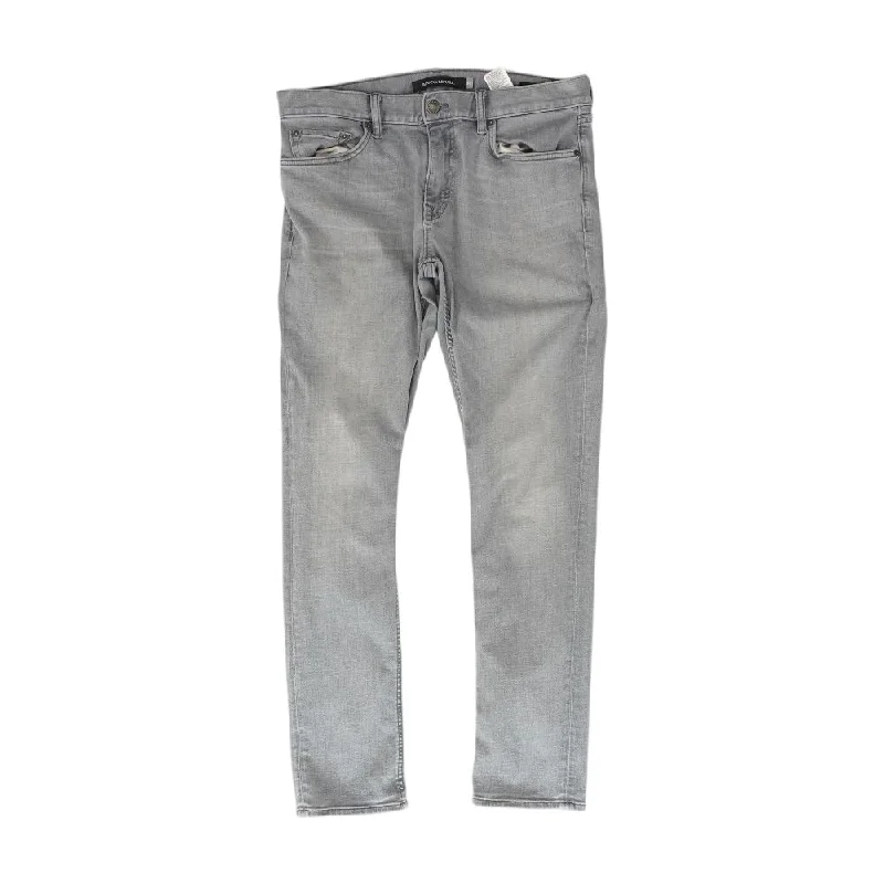 Gray Solid Skinny Jeans Fashionable Raw Hem Bootcut Jeans