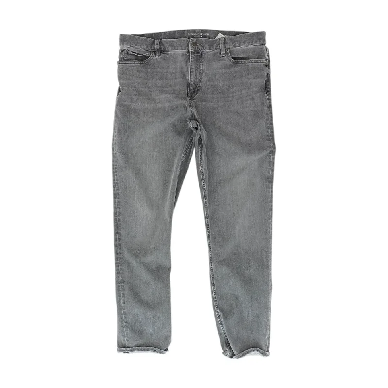Gray Solid Slim Jeans Chic Rolled Cuff Denim Jeans