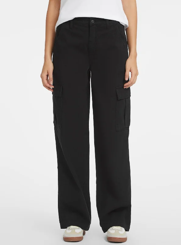 Guess Jeans Black Cargo Chino Pants Cozy Relaxed Fit Denim Jeans