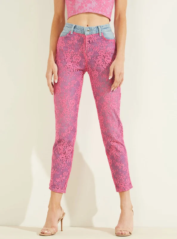 High-Rise 1981 Skinny Denim Jeans In Uxia Lace Wash Chic Vintage-Inspired Denim Jeans