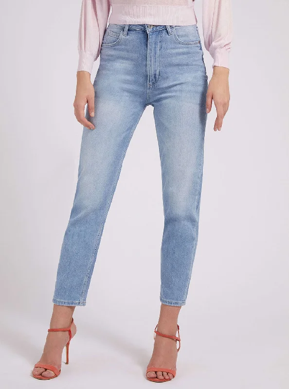 High-Rise Relaxed Fit Mom Denim Jeans In Bora Sky Wash Stylish Bootcut Denim Jeans